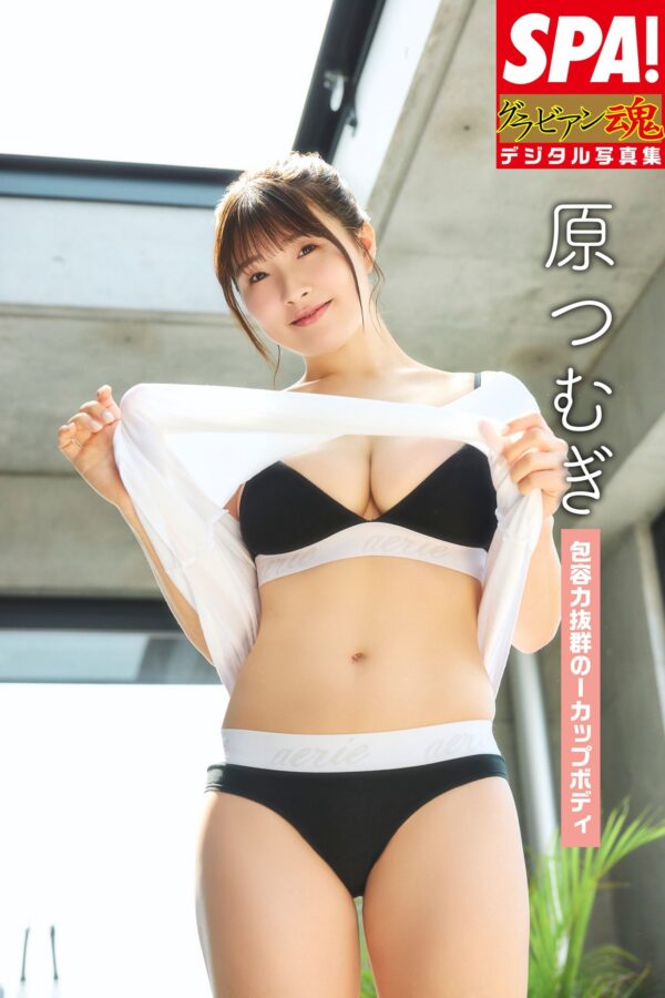 Japanese gravure model with a soft smile, digital photo book cover